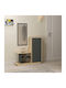 Asia Entry Furniture with Mirror & Shoe Rack Natural / Anthracite 80x29.5x90cm