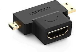 Ugreen Convertor micro HDMI / mini HDMI masculin în HDMI feminin (20144)