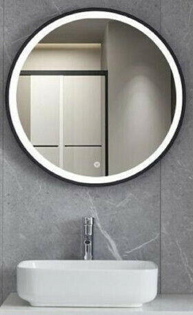 Gloria Omikron Round Bathroom Mirror Led Touch 60x60cm Black