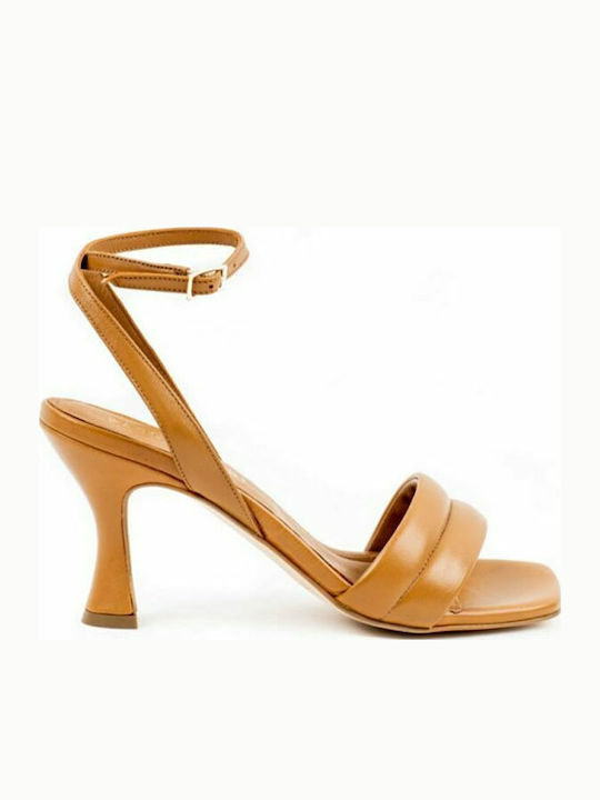 Paola Ferri Δερμάτινα Πέδιλα Camel
