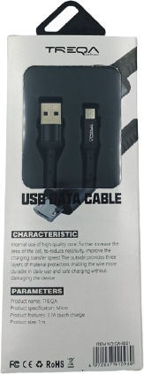 Treqa CA-8551 Редовна USB 2.0 до микро USB кабел Черен 1м 1бр