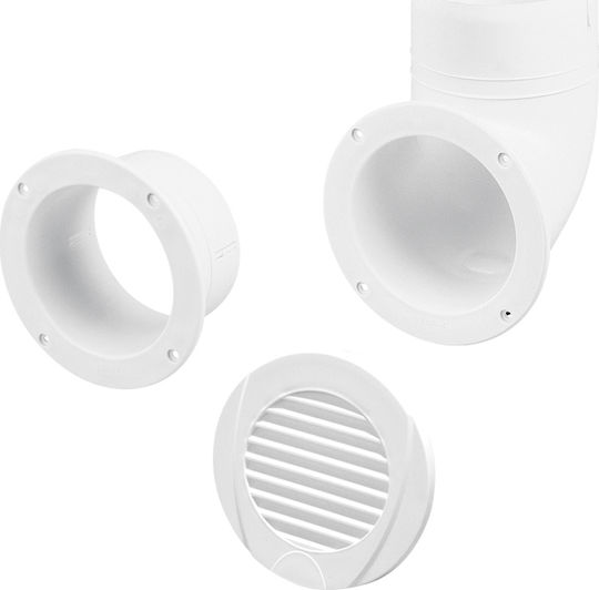 Lalizas Conector de ventilatie pentru barci din plastic cu diametru 102mm Alb culoare