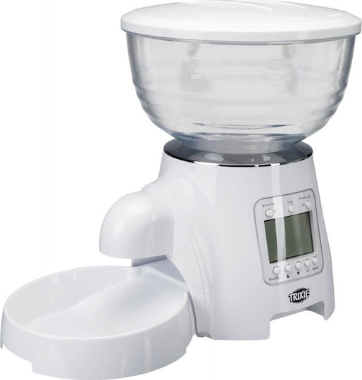Trixie Automatic Plastic Bowl with Container Food for Dog & Cat 5lt 34cm in White Color