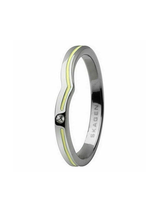 Skagen Women's Steel Spinner Ring with Stone