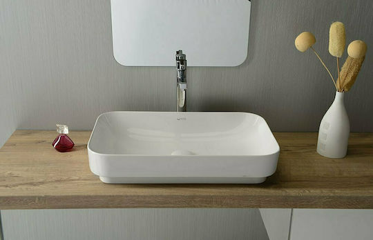 Isvea Sott’Aqua Επικαθήμενος Νιπτήρας Πορσελάνης 60x37.7x13cm Λευκός
