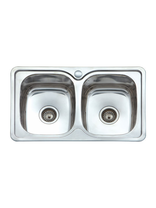 ecoSink Drop-In Kitchen Inox Satin Sink L76xW46cm Silver