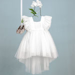 Bambolino Michelle Εκρού Βαπτιστικό Σετ Ρούχων με Αξεσουάρ Μαλλιών & Φόρεμα από Τούλι 2τμχ