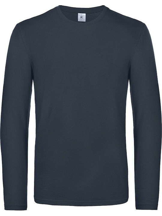 B&C Exact 190 LSL Ανδρικό Διαφημιστικό T-shirt Navy