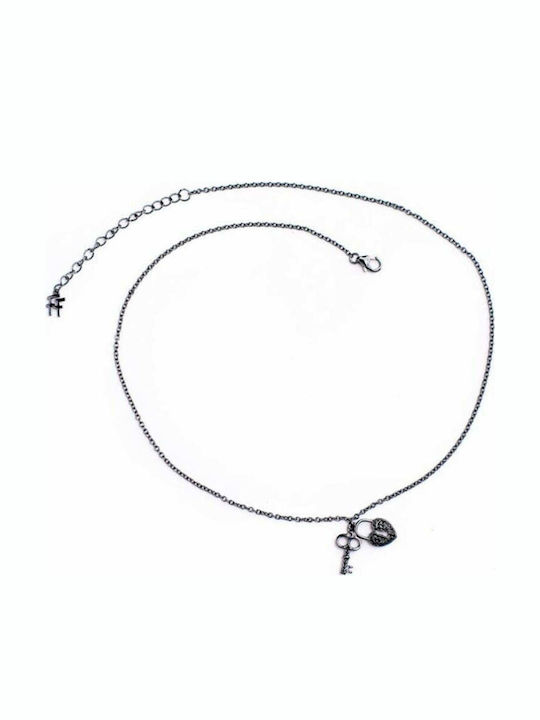 Folli Follie Necklace with design Heart from Silver Black