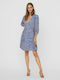 Vero Moda Mini Καλοκαιρινό All Day Φόρεμα Κρουαζέ Blue Printed