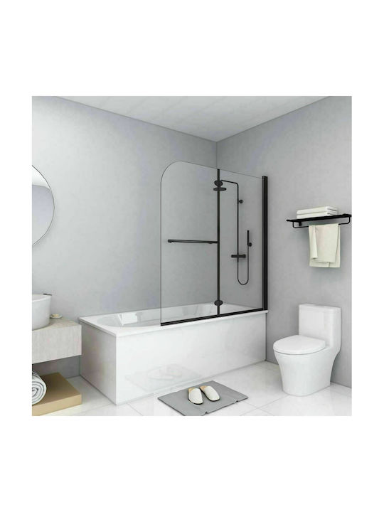vidaXL Duschwand Badewanne mit Zusammenklappbar Tür 120x140cm Schwarz
