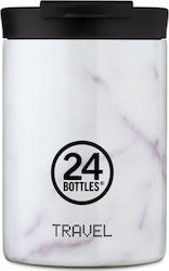 24Bottles Travel Tumbler Glass Thermos Stainless Steel BPA Free White 350ml with Mouthpiece