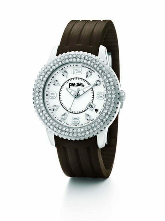 Folli Follie Women's Watch with Black Rubber Strap