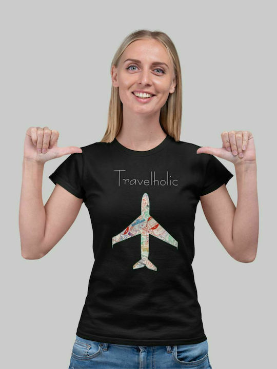 Travelholic w t-shirt - BLACK