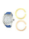 Glam Rock Γυναικείο Ρολόι 44mm Μπαταρίας με Μπλε Δερμάτινο Λουράκι