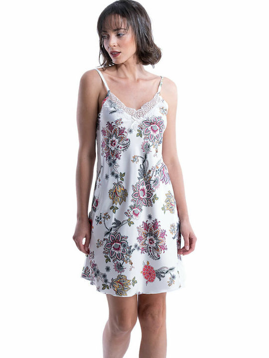 Rachel Sommer Satin,σατεν Damen Nachthemd Weiß