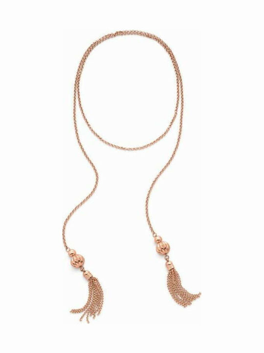 Folli Follie Necklace From Gold Plated Silver Pink