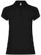Star Women's Polo Blouse Short Sleeve Black