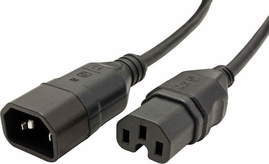Value IEC C14 - IEC C15 Cable 1m Μαύρο 19.99.1121