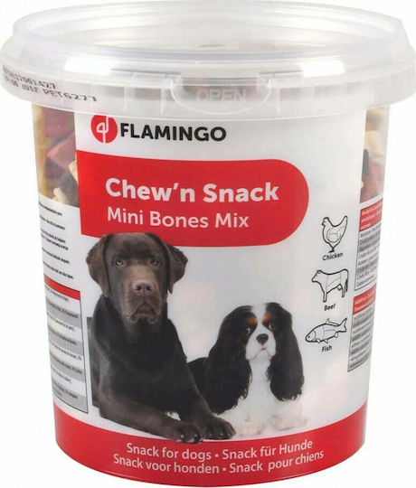 Flamingo Chew'n Bones Mix Treat for Puppies with Lamb, Chicken and Fish 500gr 516685