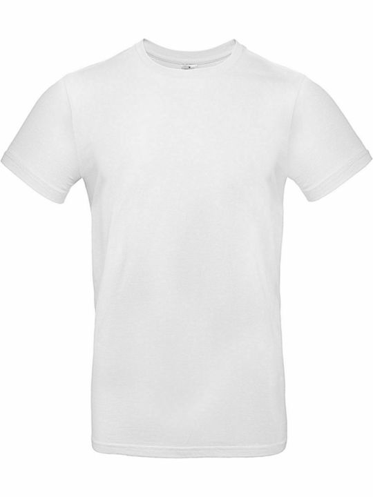 B&C E190 Ανδρικό Διαφημιστικό T-shirt Κοντομάνικο σε Λευκό Χρώμα