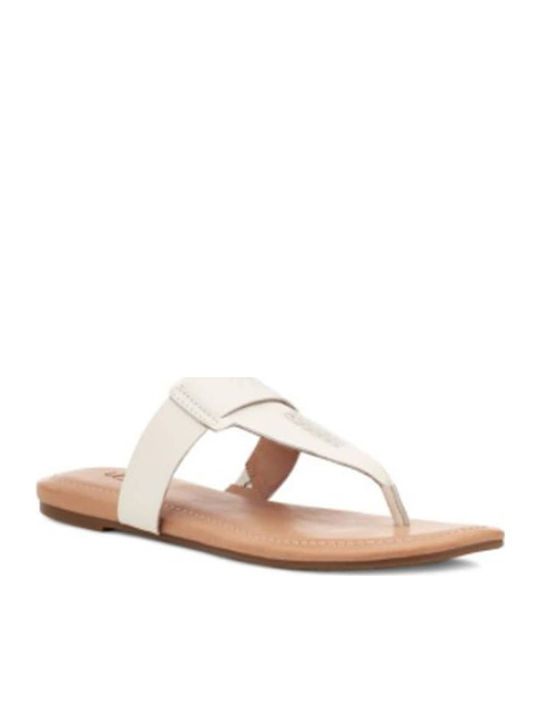 Gaila Leather Women's Flat Sandals in Beige Color
