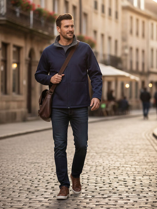 Herren Jacke Softshell Wasserdicht und Winddicht Navy Blau