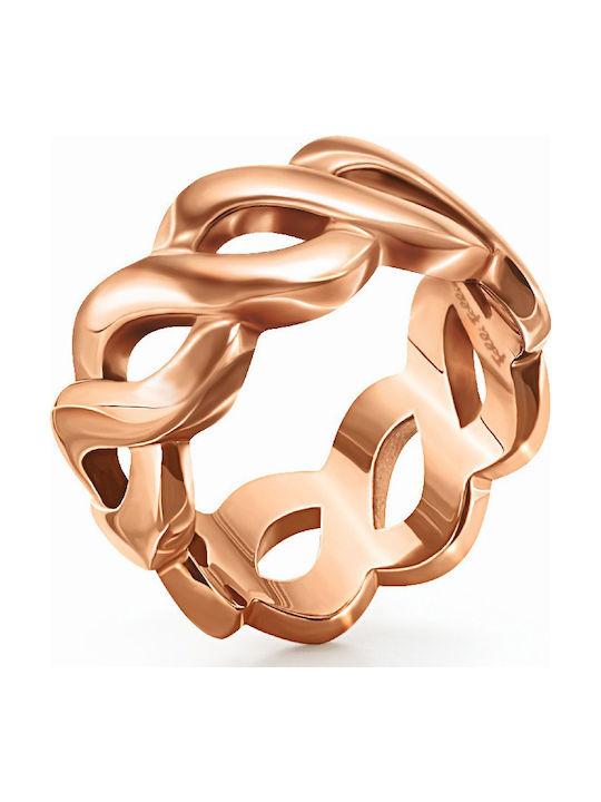 Folli Follie Damen Ring aus Stahl Vergoldet