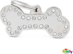 My Family Chic Dog ID Bone Silver Metal