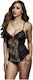 Baci Lingerie Basque Garter & Stays Sexy Dessous-Set Black/Leopard