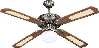 Eurolamp Ceiling Fan 125cm with Light and Remote Control Brown
