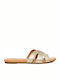 Teague Leather Women's Flat Sandals in Gold Color