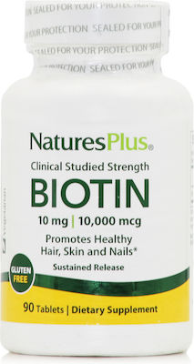 Nature's Plus Clinical Strength Biotin Βιταμίνη για τα Μαλλιά, τo Δέρμα & τα Νύχια 10mg 90 ταμπλέτες