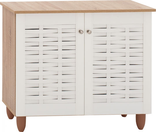 Wooden Shoe Organizer with 2 Shelves Sonama White 77x34x67.5cm