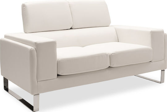 Shea Two-Seater Couch Artificial Leather Ivory - Inox 158x80x87cm