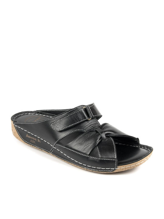 Boxer Leather Women's Flat Sandals Anatomic In Black Colour 10-011