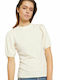 Women's Summer Blouse Short Sleeve Beige