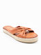 Δερμάτινα Γυναικεία Σανδάλια Flatforms Καφέ