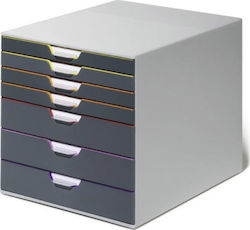 Durable Plastic Desktop Drawer 7 Number of Spit 28x35.6x29.2cm Gray Varicolor