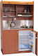 Silver Silver Horizontal Kitchenette with Left Sink Bowl 125x65x209cm Oak