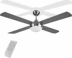 Life Norte Ceiling Fan 120cm with Light and Remote Control Silver