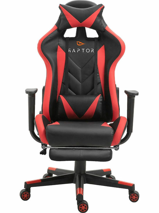 Raptor Stellar Καρέκλα Gaming Δερματίνης με Υποπόδιο Μαύρο/Κόκκινο