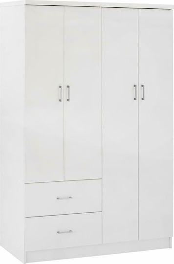 Vier Türen Kleiderschrank Blakely White 120x42.5x180.5cm