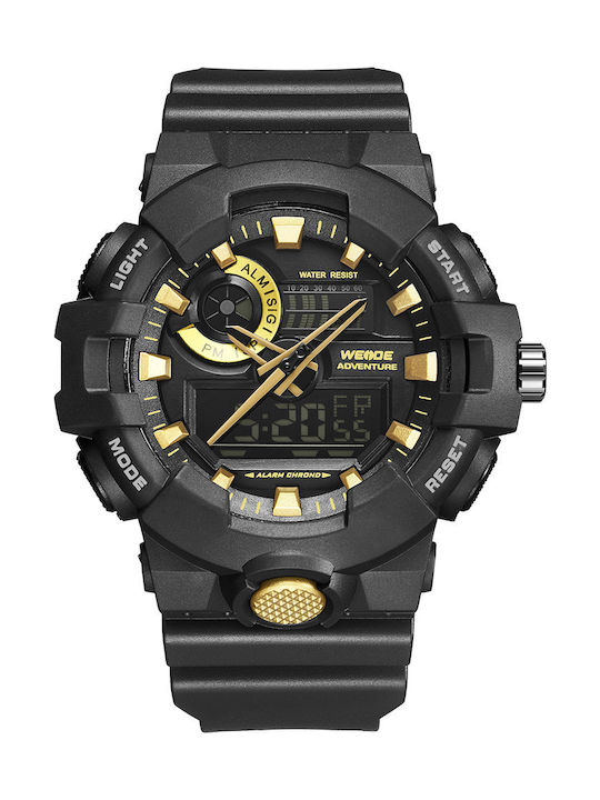 Weide Digital Herrenuhr Chronograph Batterie mit Schwarz Kautschukarmband