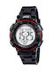 Jaga Digital Herrenuhr 44mm Batterie mit Kautschukarmband Black/Red