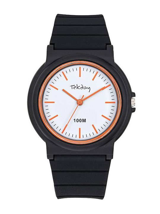 Tekday Men's Watch 40mm Battery with Black Rubber Strap
