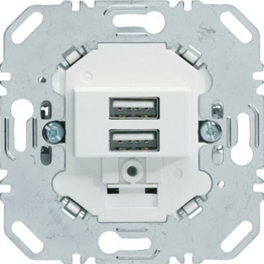 Hager Gemauerte Steckdose mit 2 USB-Anschlüssen Weiß