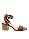 Mexx Leather Women's Sandals with Ankle Strap Brown MXCY0061W-2000