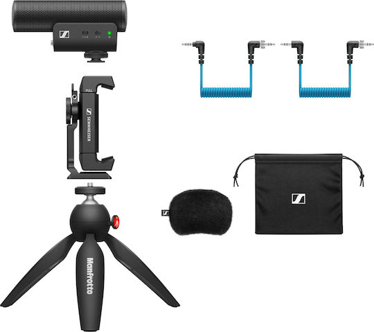 Sennheiser MKE 400 Mobile Kit Set Condenser (Small Diaphragm) 3.5mm Microphone Shock Mounted for Camera