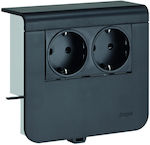 Hager Tehalit SL Double Power Socket Black